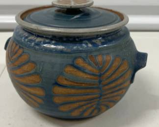 FAMILY POTTERY  Blue Pottery Lidded Bowl