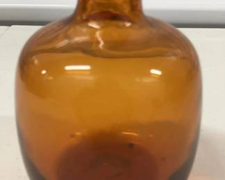Amber Art Glass Bottle or Vase Vintage MCM Style