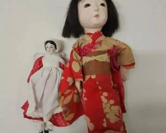 Vintage Japanese Kimono Doll German Porcelain Doll Pair