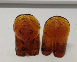 Blenko  Glass Elephant Bookends
