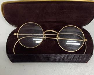 Vintage GoldRimmed Round Eyeglasses with Case