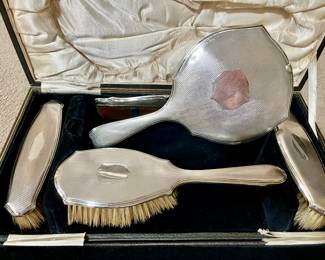 Sterling silver antique vanity set. 