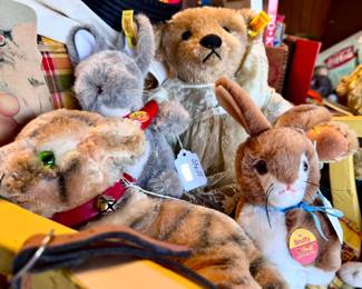 VINTAGE GERMAN STEIFF STUFFED ANIMALS.  SO COLLECTIBLE!