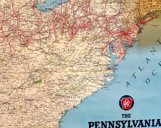 VINTAGE PENNSYLVANIA RAILROAD WALL MAP.