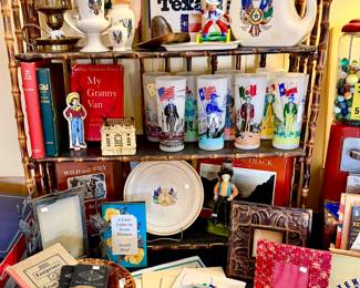 SO MANY FUN FINDS FROM UNDER SIX FLAGS TEXAS GLASSES, PITCHER, VASE.  PAPER EPHEMERA.