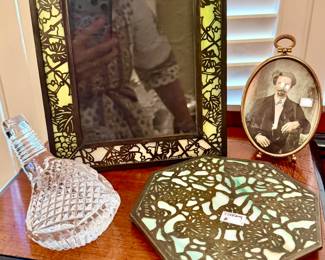 TIFFANY & CO BEADED GRAPEVINE FRAME.  WATERFORD CRYSTAL GOLF CLUB.