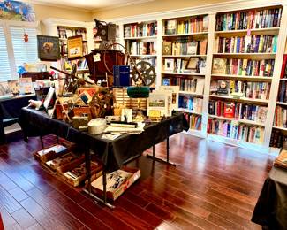 LARGE LIBRARY FULL OF THOUSANDS OF BOOKS, MANY SIGNED AND FIRST EDITIONS INCLUDING SIGNED CHILDREN'S BOOKS AND POSTERS.