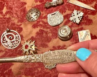 Antique Sterling, antique advertising Monnings Dept store boot lacer 