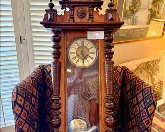 FABULOUS CARVED CASE VIENNA REGULATOR WALL CLOCK.  C1900.