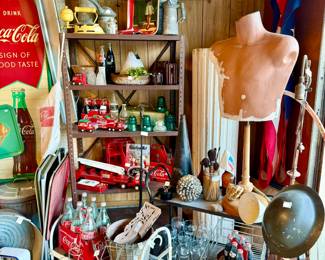 ROUND TOP FEEL WITH LOTS OF VINTAGE INSULATORS, VINTAGE COKE, AND SOME MILITARIA.
