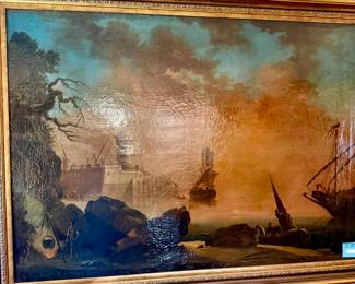 ANTIQUE FINE art possibly by Claude Joseph Vernet.