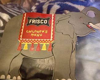 LOTS OF EPHEMERA INCLUDING FRISCO RAILROAD CHILDREN'S MENU.
