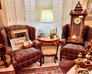 PAIR OF VERY COMFORTABLE WINGBACK CHAIRS.