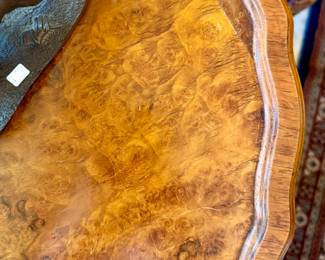 PIE CRUST DESIGN, BURLED WALNUT.