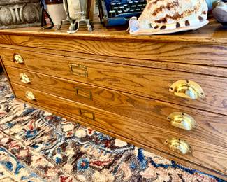 LARGE OAK BLUEPRINT, MAP FILING CABINET COFFEE TABLE IS PRETTY AMAZING.