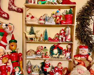 VINTAGE CHRISTMAS, CANDY CONTAINERS, VINTAGE SANTAS, ANALEE, GERMAN VINTAGE CHRISTMAS AND JAPAN.