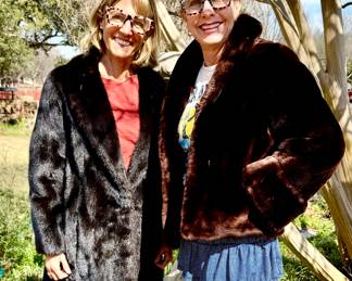 Ann and Debbie in sheared beaver and mink fur coats