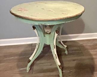 Distressed Round Accent Table