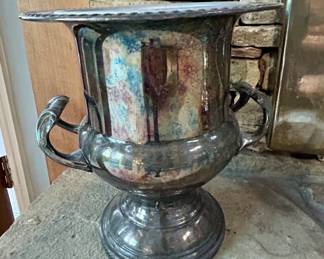 Modern Brass-Tone C-Table with Marble-Style Top