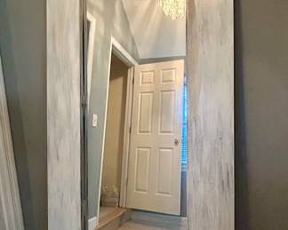 Large rustic framed floor mirror