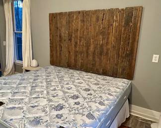 Rustic Plank Headboard, Frame and Mattress