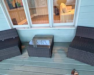 Two low lounge chairs + small table