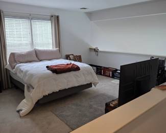 Queen size guest bed with box spring and frame (no headboard)