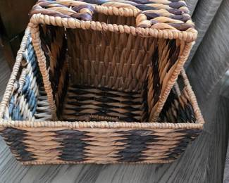 Many wicker and plastic baskests