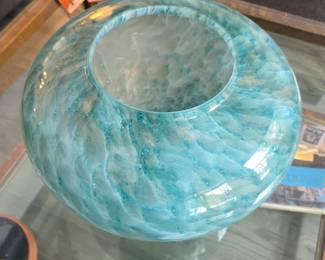 Designer low profile Blue vase