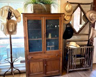 Pie safe cupboard, rustic hall tree