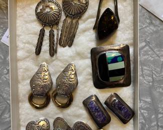 Sterling silver clip earrings and pendants