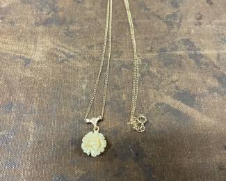 Gold and antique ivory necklace