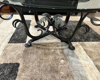 Wrought iron coffee table with glass top 