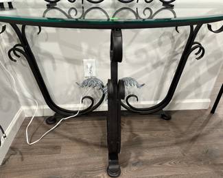 Wrought iron and glass sofa table
