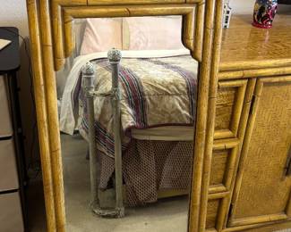 Complete bedroom set has 2 nightstands, 6 drawer bureau, 3 drawer chest and 2 mirrors