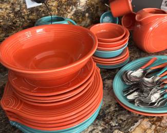 Fiestaware dishes and flatware