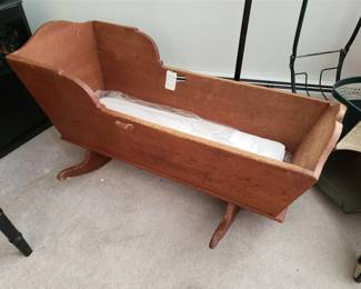 vintage Early American baby cradle