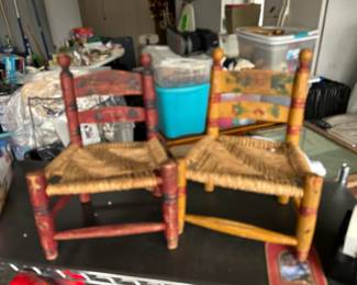 Cute handpainted chairs.