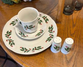 Small set of Christmas china.