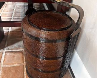 Vintage 3 Tier Chinese Laquered Wedding Basket Excellent condition. 15” across x 24” tall