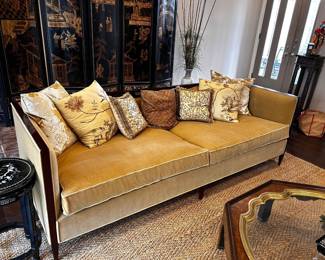 Vintage Custom Oversized Asian / MCM Couch  Excellent condition with the exception of a small mark on cushion. Beautiful unique piece!  200” long x 3’ deep x 20” tall to seat, 32” tall to back Pickup  Must be able to move and load yourself 