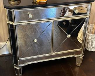 Z Gallerie Mirrored Nightstand with Granite top  Handles are broken off of cabinet 30” across x 17” deep x 30” tall  Must be able to move and load yourself