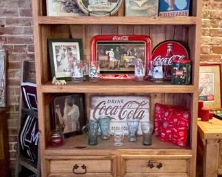 RUSTIC WOOD STORAGE BOOKSHELF-HAVE 2, COCA COLA DECOR
