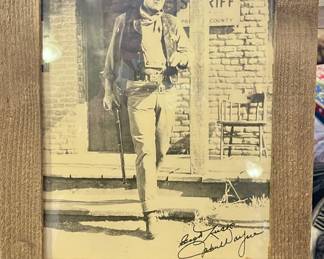 AUTOGRAPHED JOHN WAYNE FRAMED PICTURE