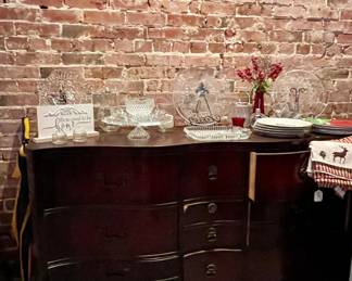 MAHOGANY BUFFET, CRYSTAL