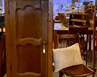 PRIMITIVE PIE SAFE, OLD WOOD FOLDING CHAIR