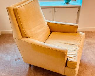 Mid-century armchair in original linen ( Prober? Dunbar? Risom?)...