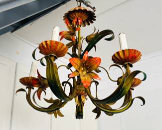 Vintage toleware day lily chandelier...