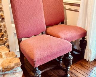 Renaissance Revival table with 6 side chairs (original fabric)...