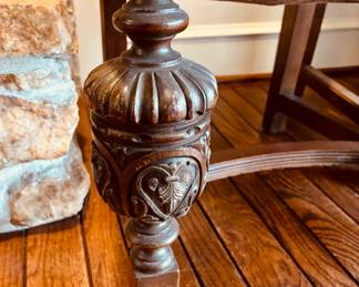 Renaissance Revival table with 6 side chairs (in original fabric) detail...